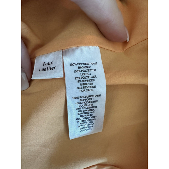 House of Harlow 1960 Vegan Faux Leather Mini Dress Large Orange Papaya $189 - Picture 11 of 12